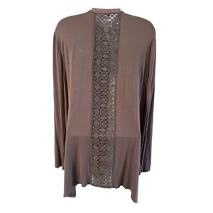 Apt 9 Cardigan Womens XL‎ Taupe Open Front Long Sleeve Lace Back Casual Chic